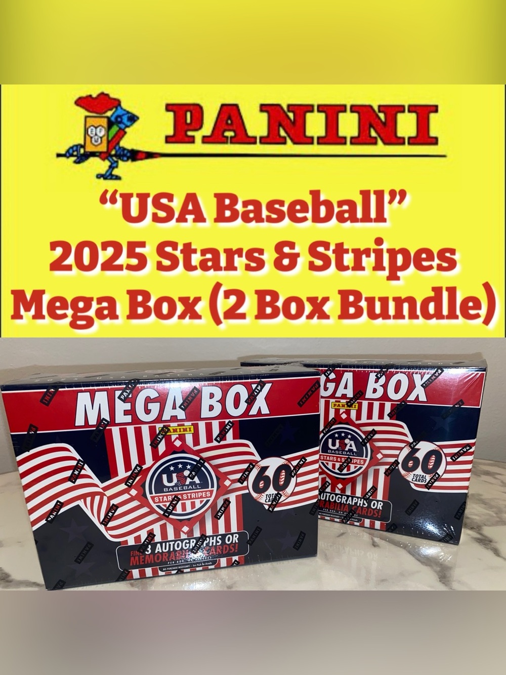 Panini - 2025 “USA Baseball” Stars & Stripes Mega Box (2 Box Bundle)